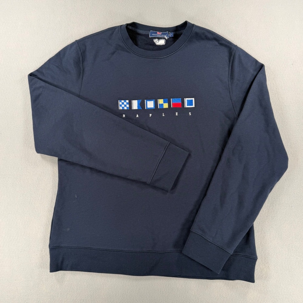 Vineyard Vines Naples Vintage  Nautical Flag Sweatshirt amena Large